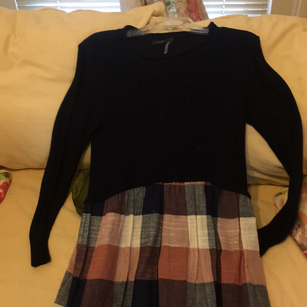 Knit top linen bottom dress. Great for fall.